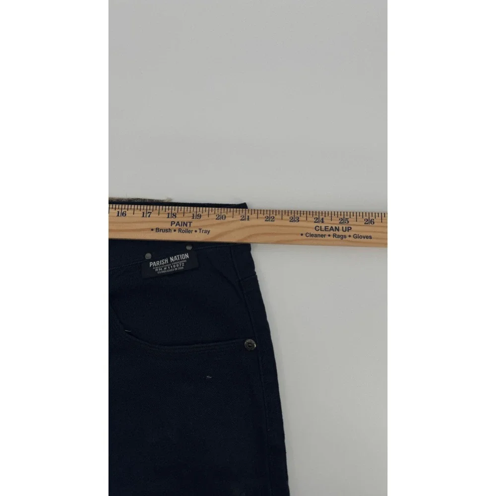 Parish Nation Jeans Mens 42 Navy Blue Distressed Patch Streetwear Denim Pants